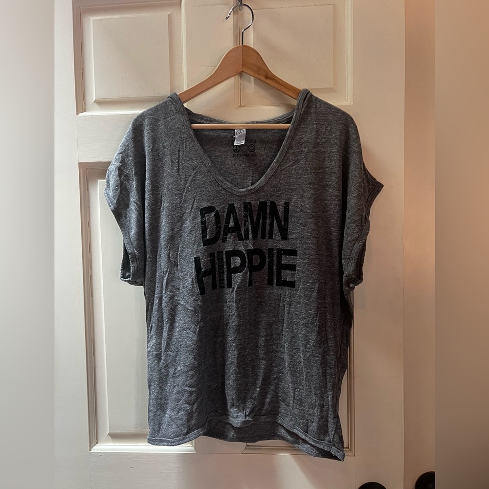 Damn Hippie Hooded Poncho Tshirt One Size